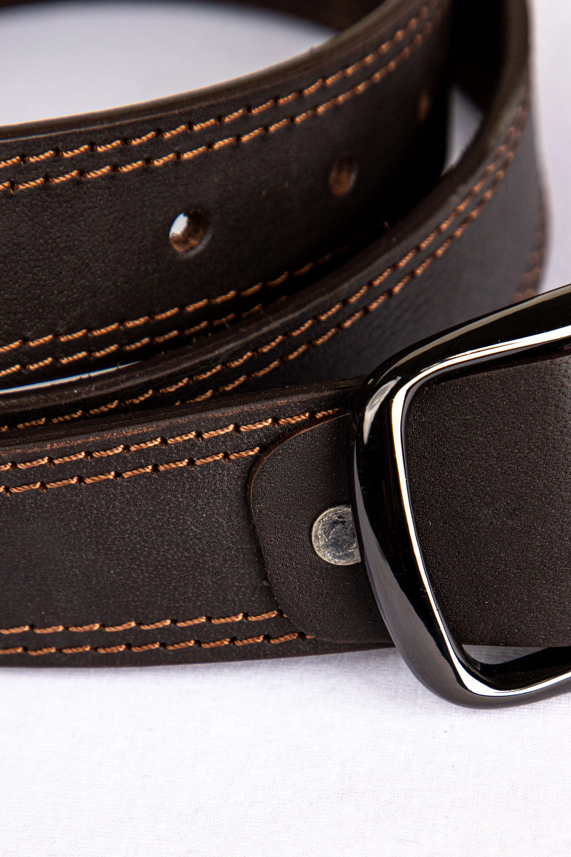 Brown Stitch Detail Belt