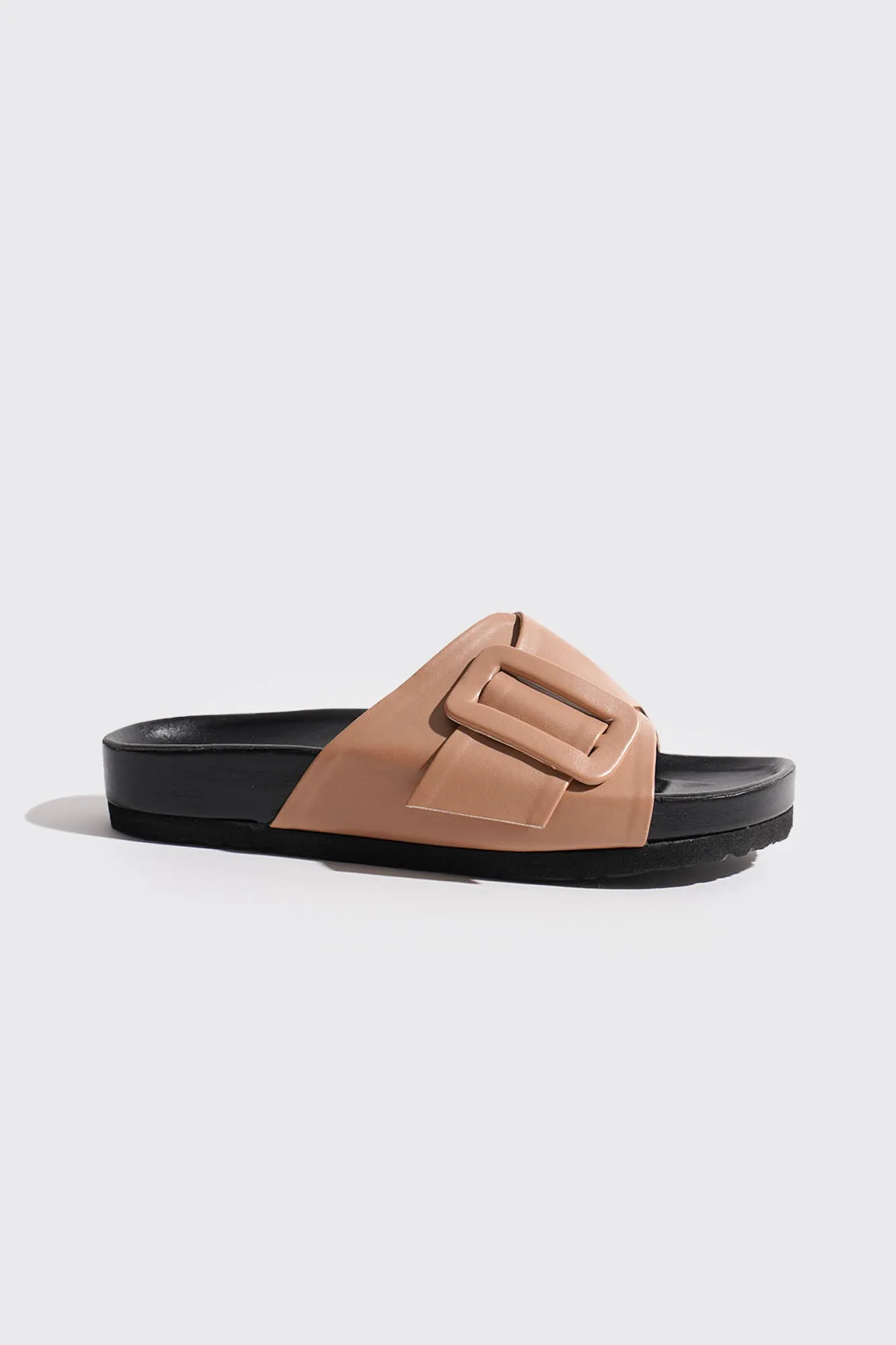 Buckle Strap Round Toe Sliders