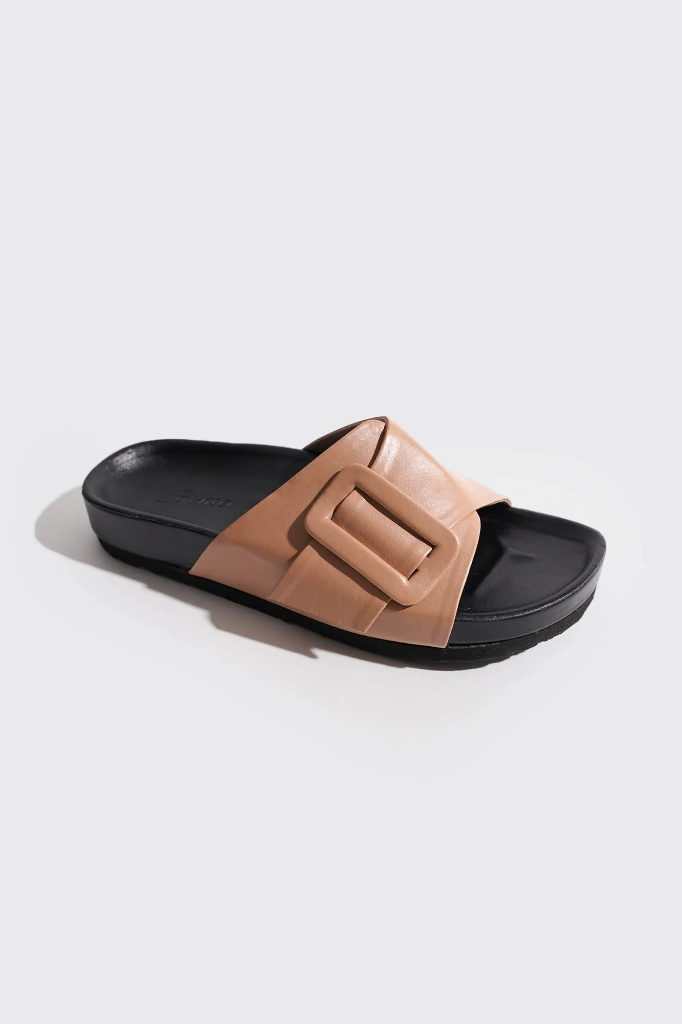Buckle Strap Round Toe Sliders