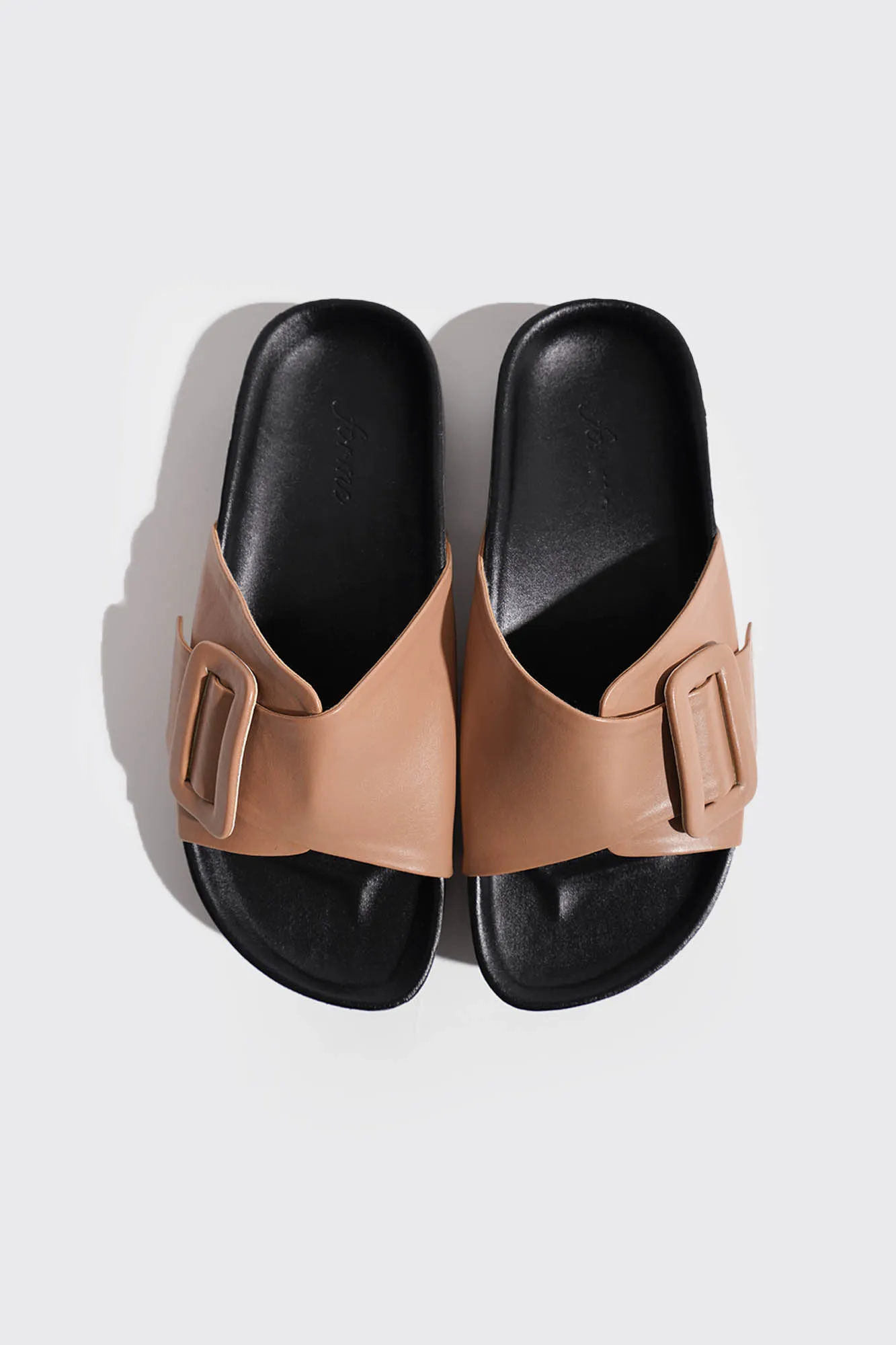 Buckle Strap Round Toe Sliders