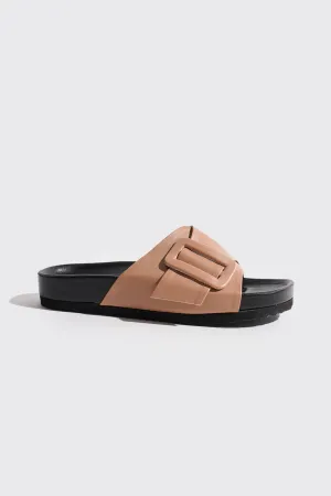 Buckle Strap Round Toe Sliders