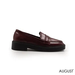 BURGUNDY CHUNKY LEATHER LOAFERS