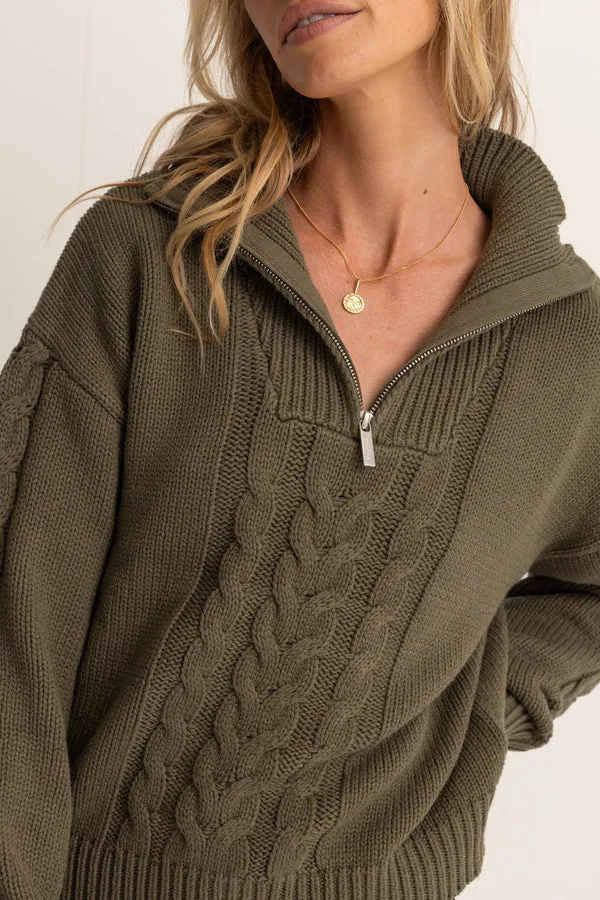 CABELLED VINTAGE ZIP KNIT