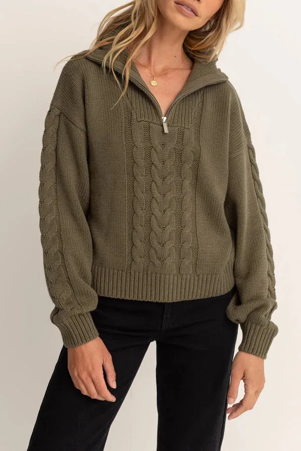 CABELLED VINTAGE ZIP KNIT