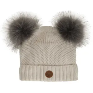 Calikids W2321 Soft Touch Knit 2 Pom-Pom Hat (Almond)