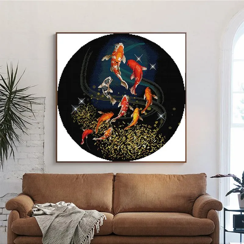 Carp Swimming Pattern DIY Cross Stitch