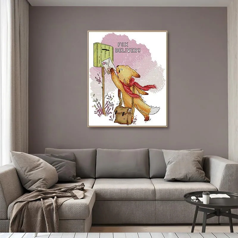 Cartoon Animal Postman Fox Counted Cross Stitch Patterns