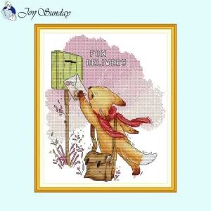 Cartoon Animal Postman Fox Counted Cross Stitch Patterns