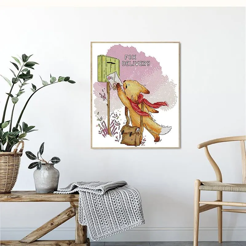 Cartoon Animal Postman Fox Counted Cross Stitch Patterns