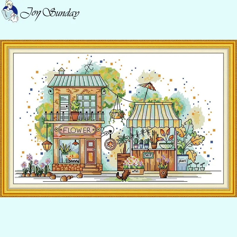 Cartoon Little House Scenery DIY Cross Stitch