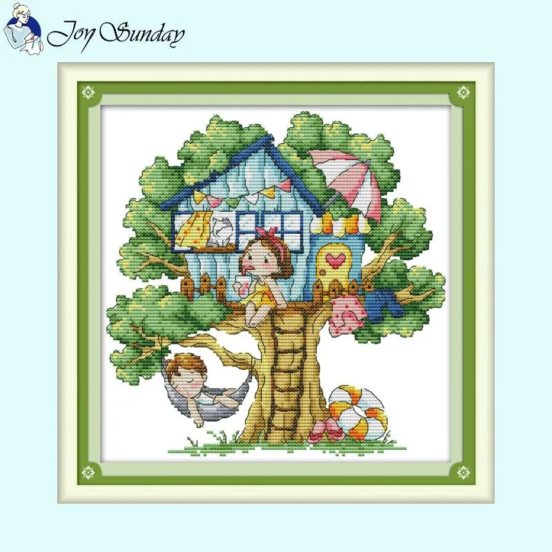 Cartoon Tree House Cross Stitch Kits