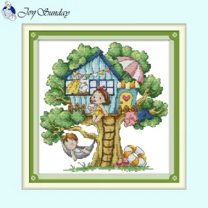 Cartoon Tree House Cross Stitch Kits