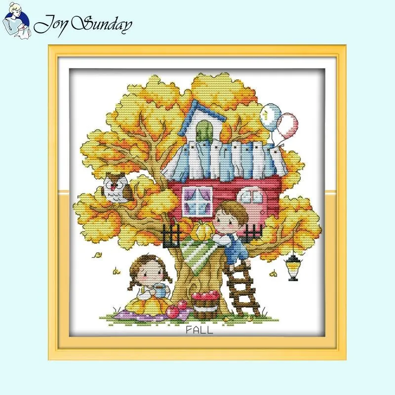 Cartoon Tree House Cross Stitch Kits