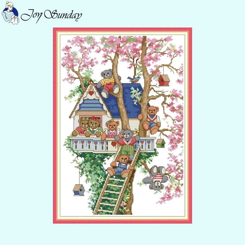 Cartoon Tree House Cross Stitch Kits