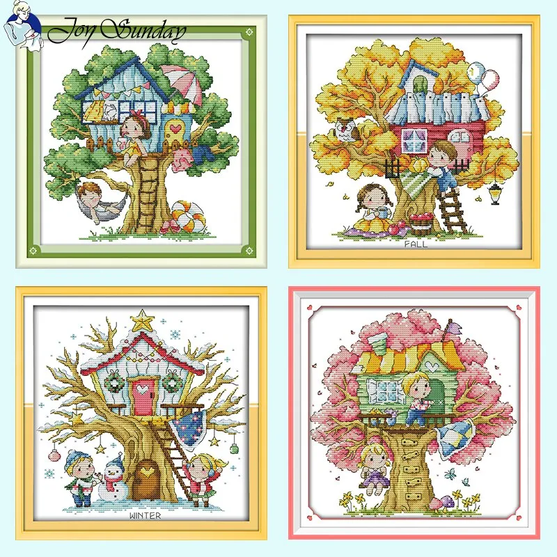 Cartoon Tree House Cross Stitch Kits