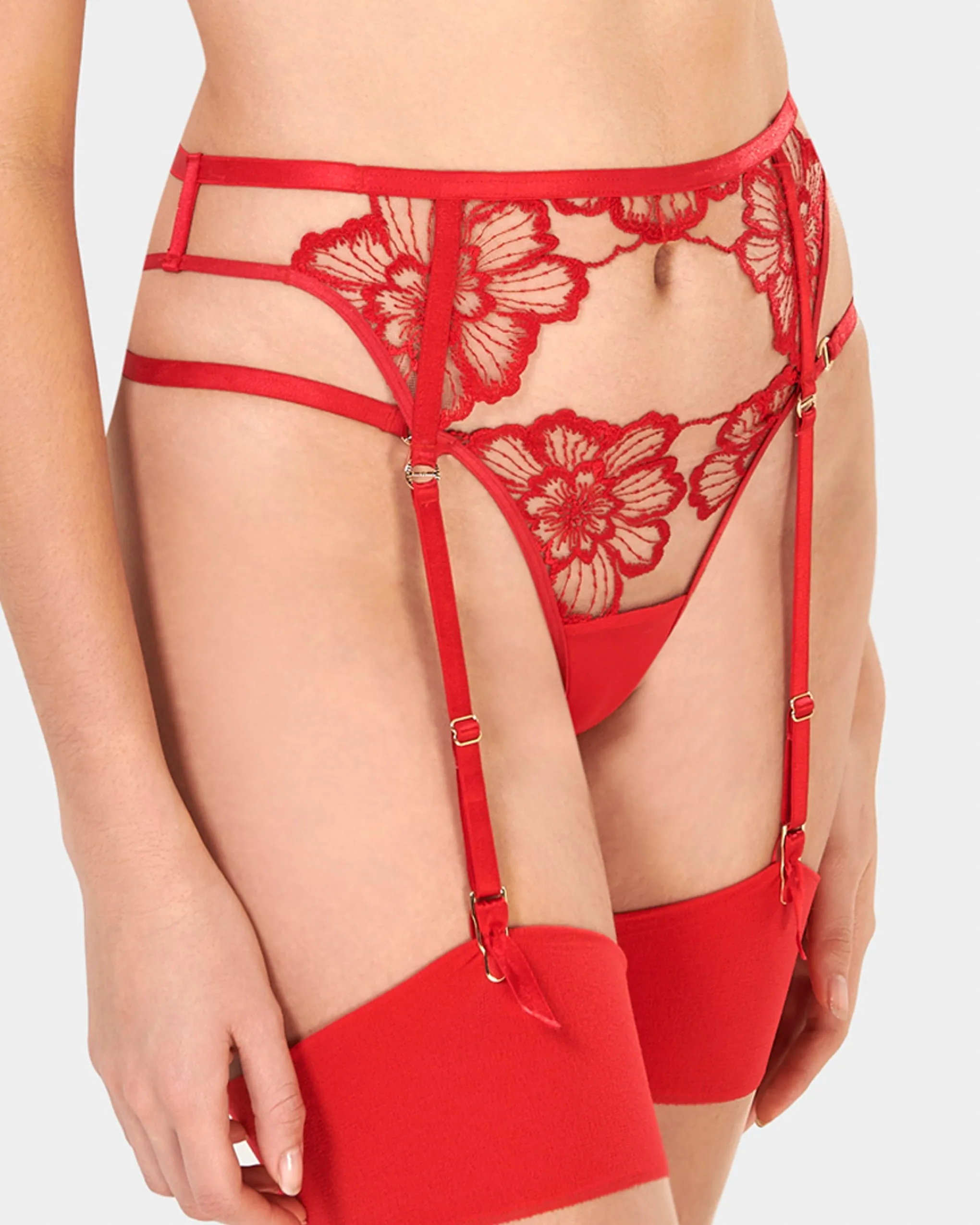 Catalina Garter Belt Red/Sheer