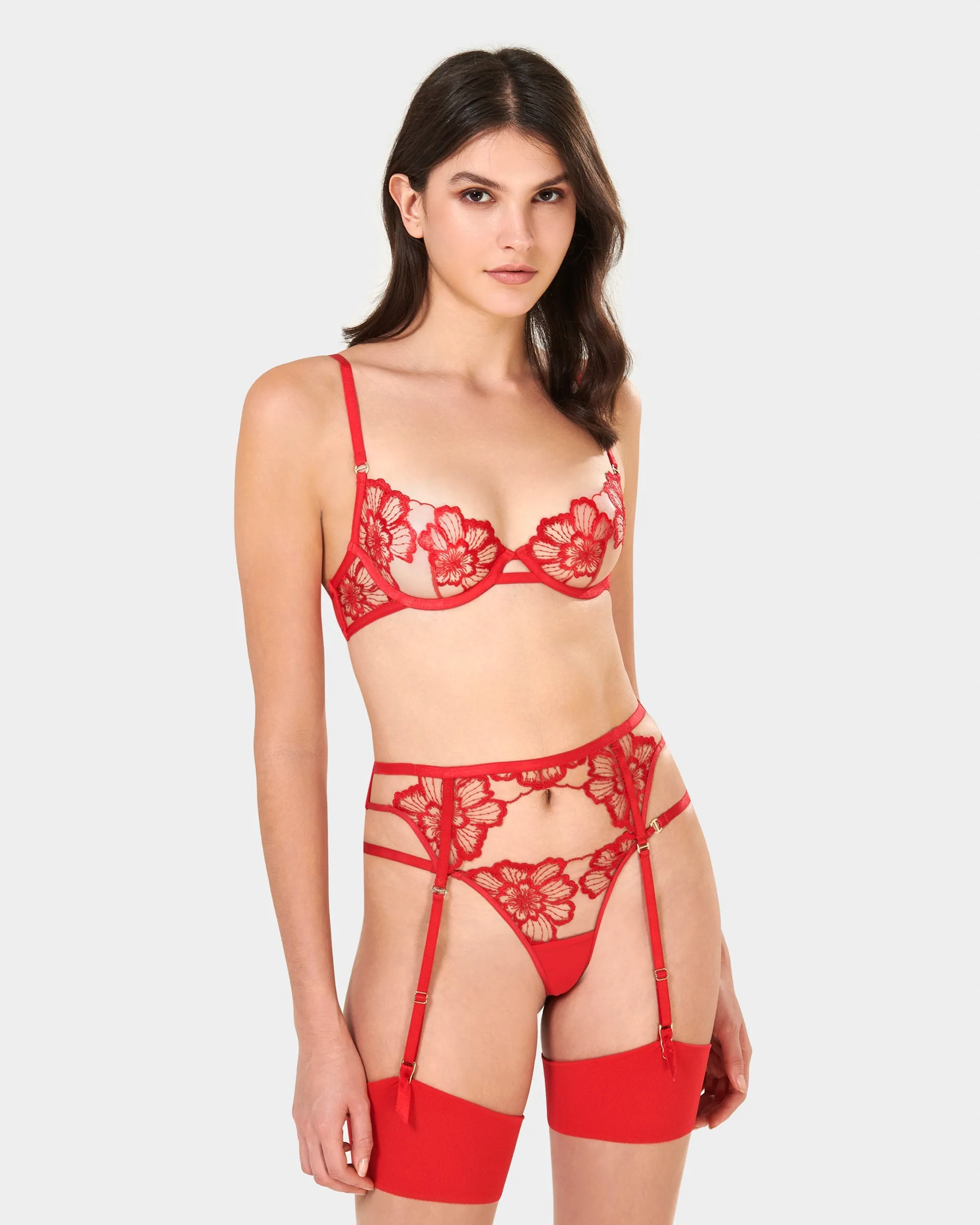 Catalina Garter Belt Red/Sheer