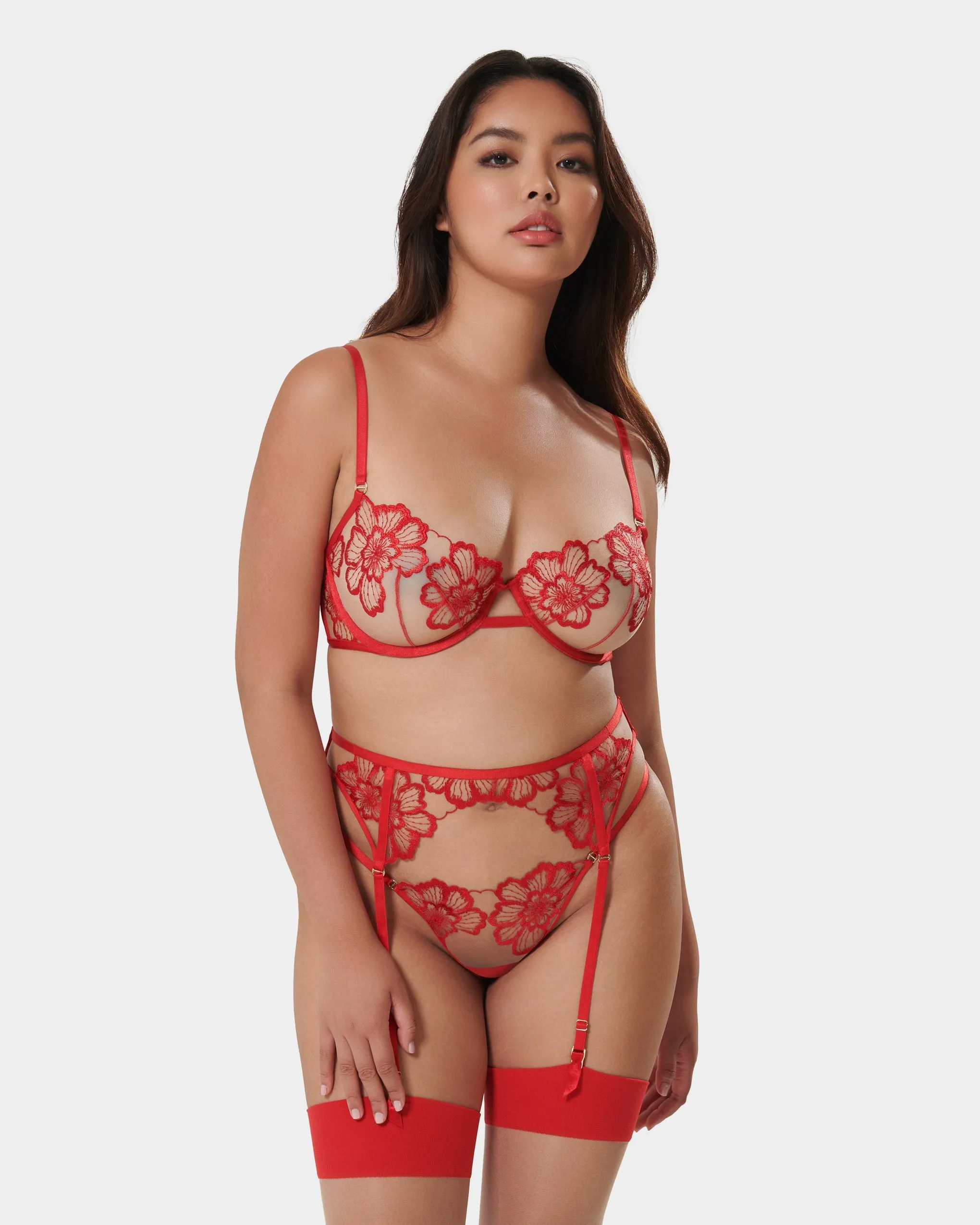 Catalina Garter Belt Red/Sheer