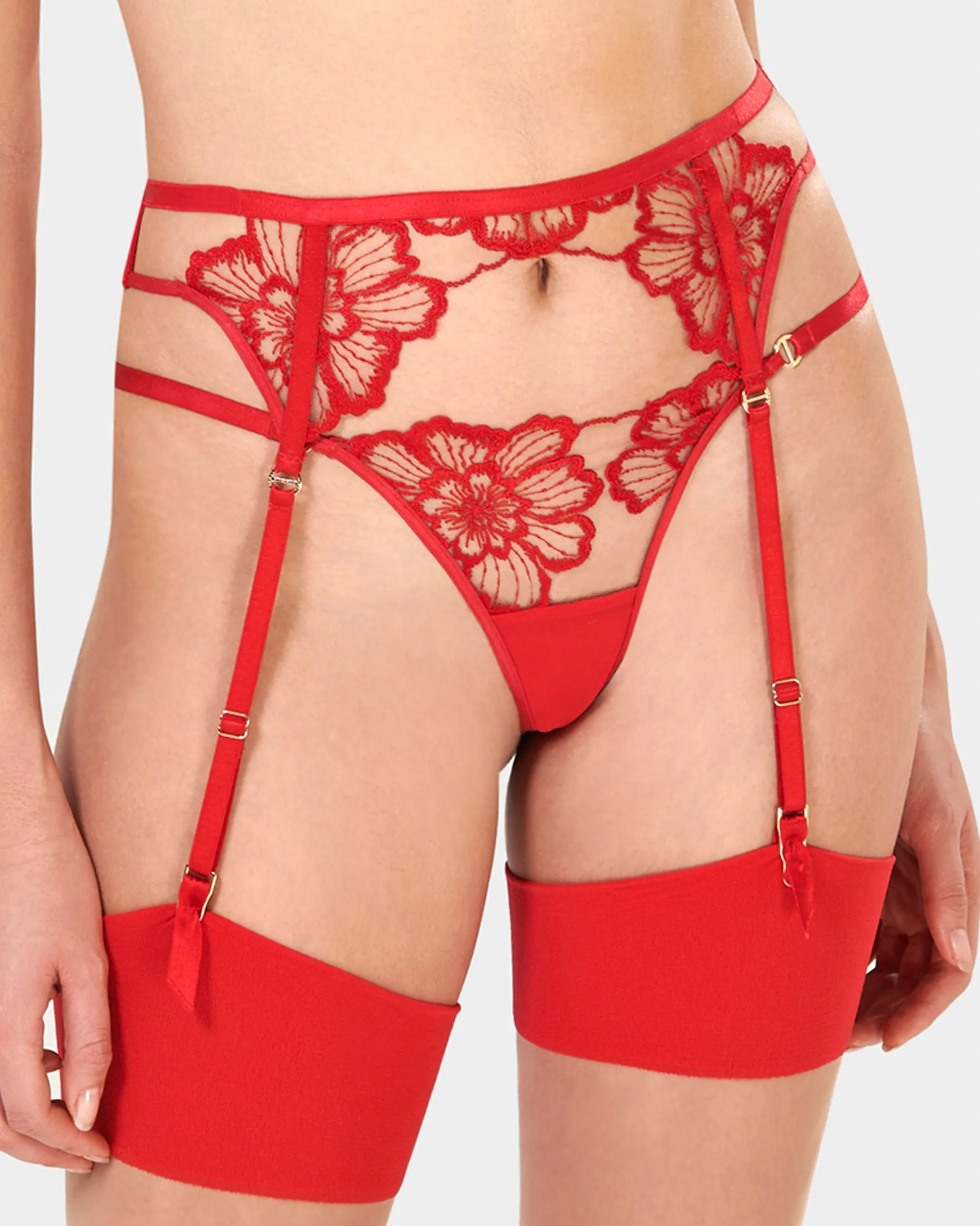 Catalina Garter Belt Red/Sheer