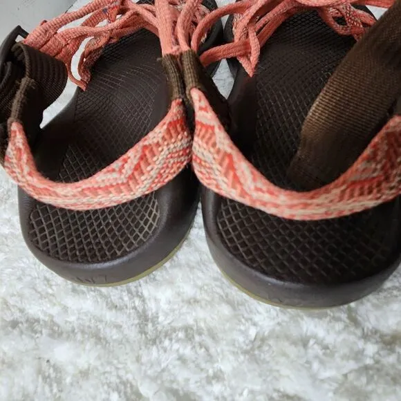 Chaco ZX Cloud Classic Athletic Green Coral Strappy Sandals size 7