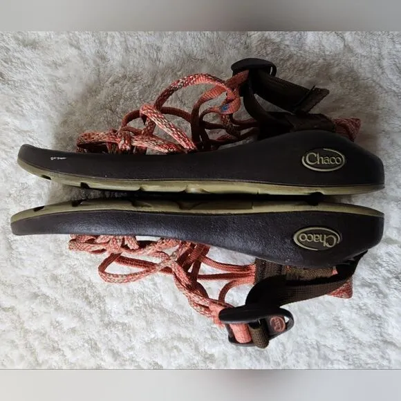 Chaco ZX Cloud Classic Athletic Green Coral Strappy Sandals size 7