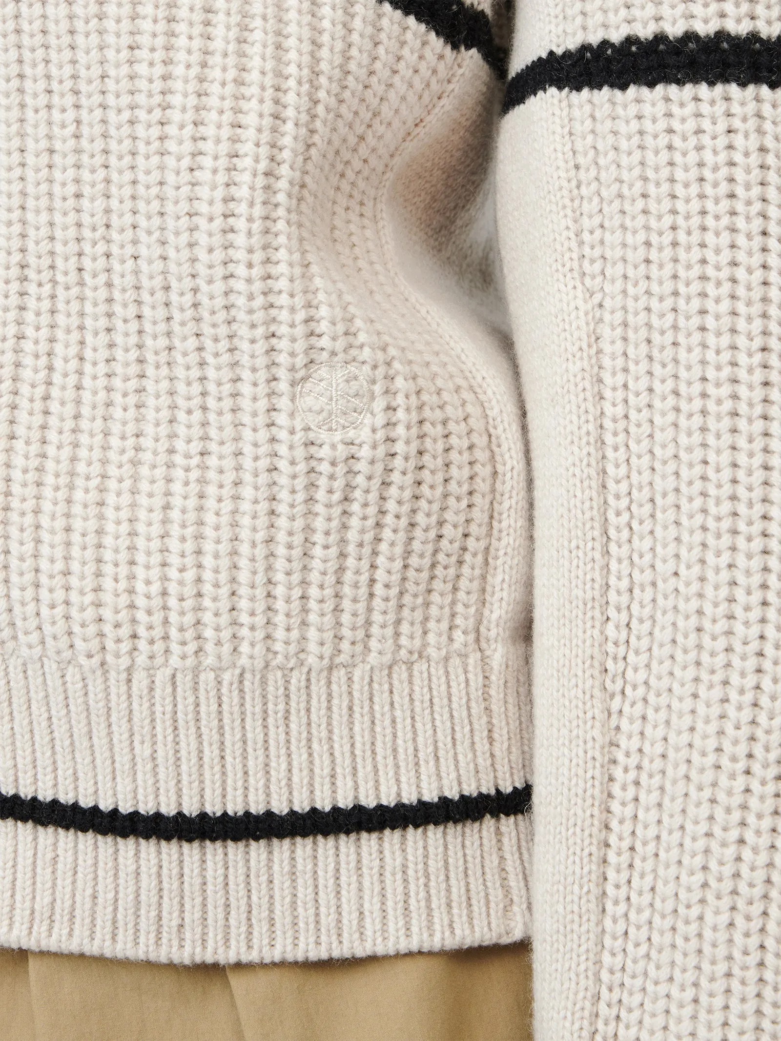 Cocoon Split Sleeve Cardigan in Crema w/ Black Stripe