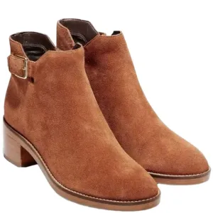 Cole Haan Harrington Grand Suede Buckle Booties Brown Size 8 1/2