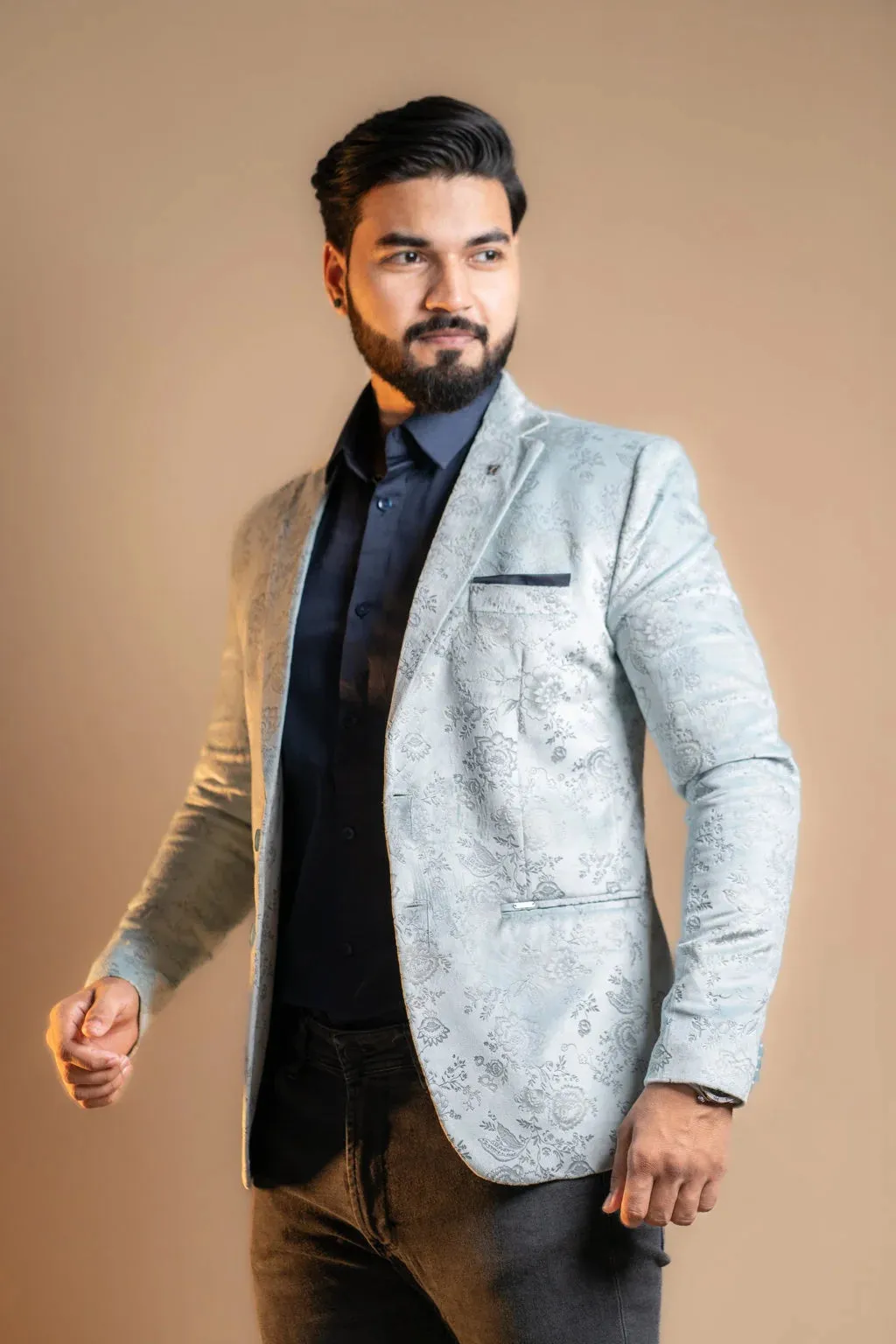 Cool Grey Velvet Blazer
