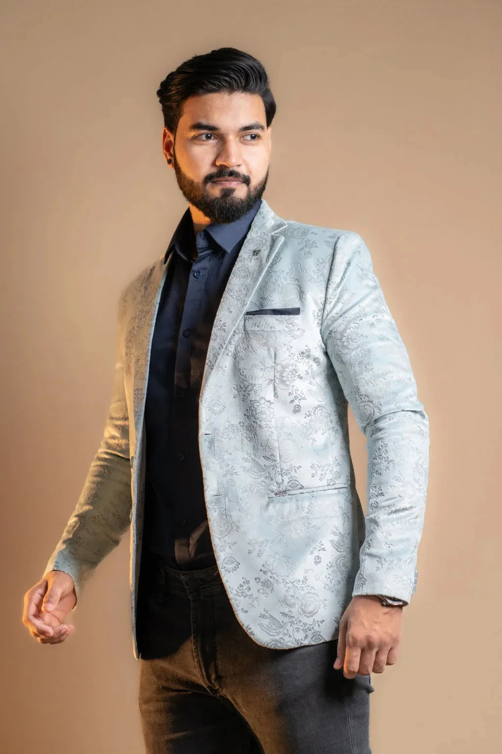 Cool Grey Velvet Blazer