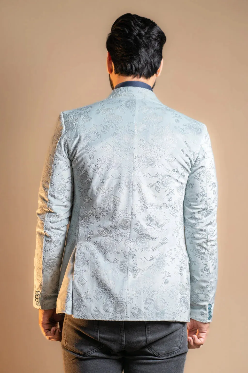 Cool Grey Velvet Blazer