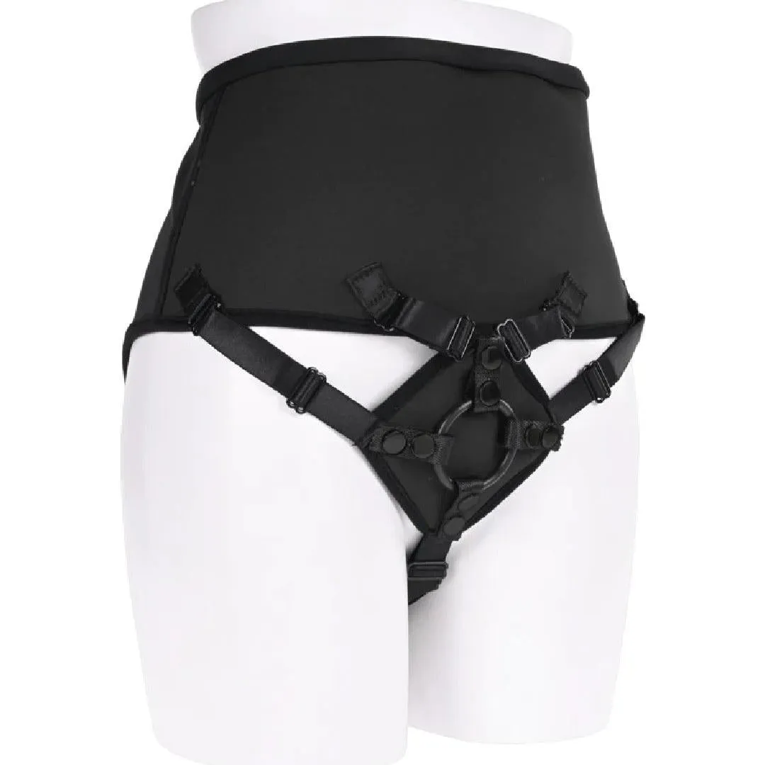 Corset High Waisted Adjustable Black Strap On Harness