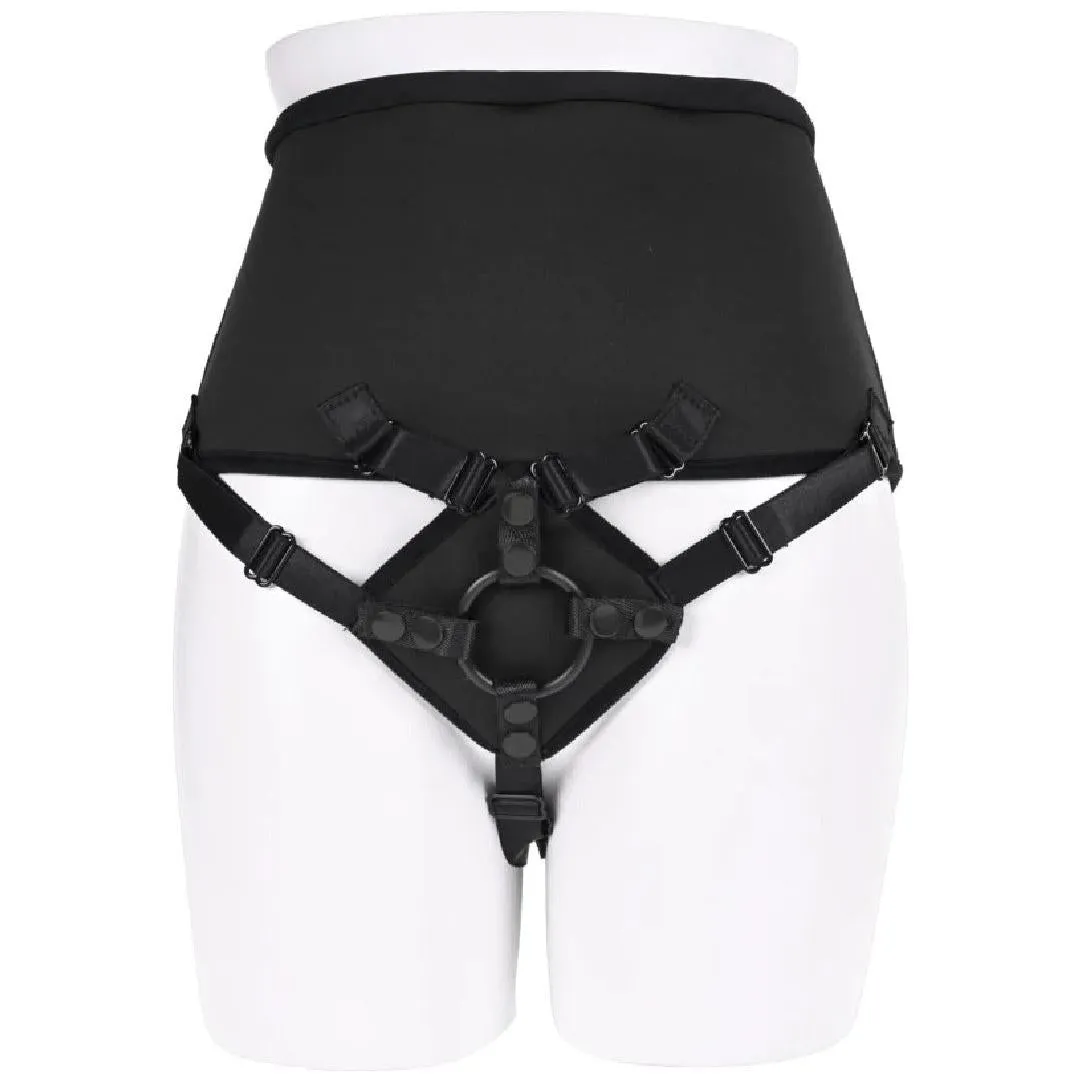Corset High Waisted Adjustable Black Strap On Harness