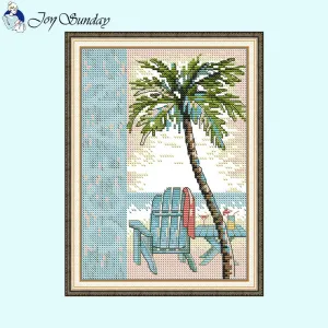 Cottage by the Sea Scenery Joy Sunday Count Printed Cross Stitch Kit