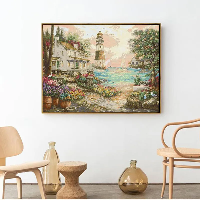 Cottage by the Sea Scenery Pattern Cross Stitch Kit Counted