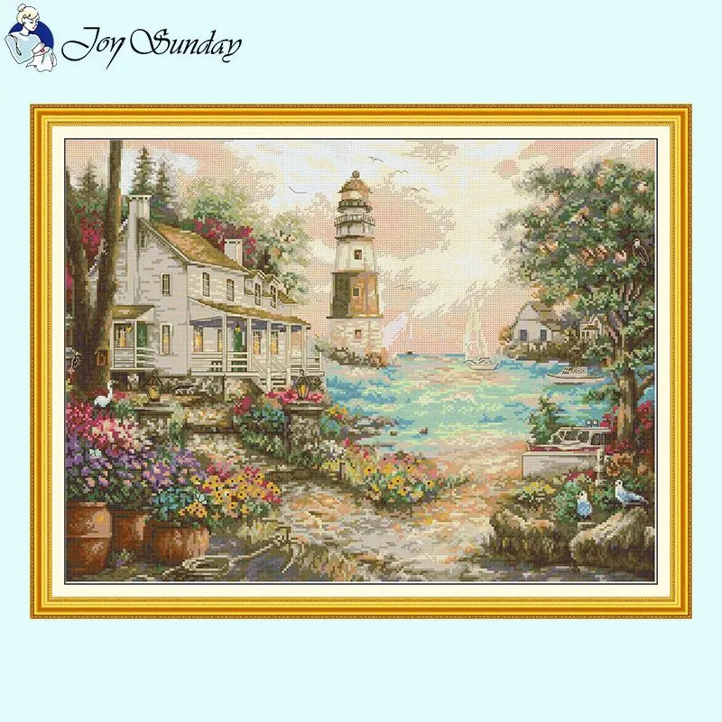 Cottage by the Sea Scenery Pattern Cross Stitch Kit Counted