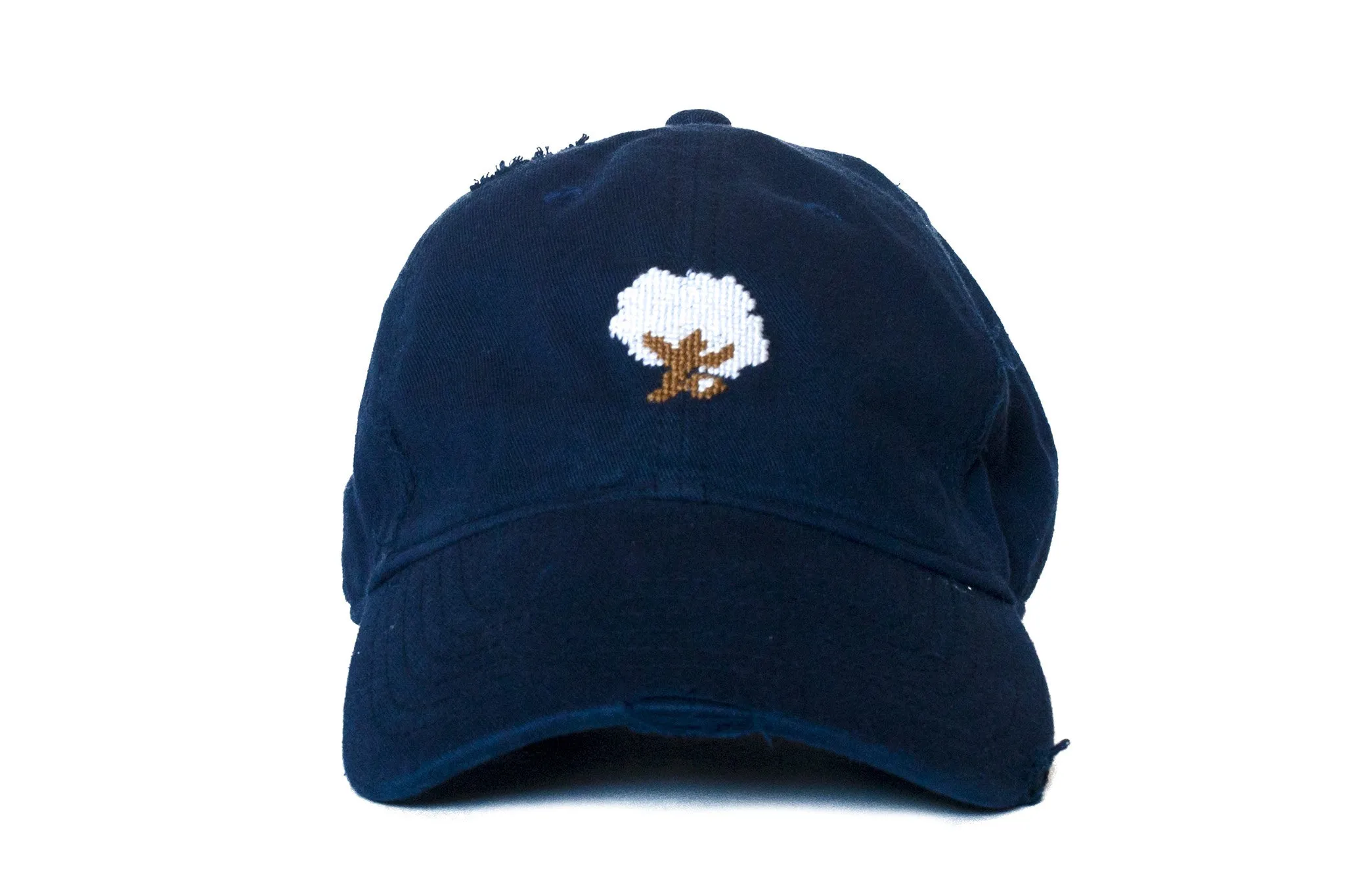 COTTON NEEDLEPOINT HAT NAVY