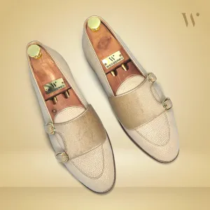 Crème Pearl Monk Strap Loafers for Men