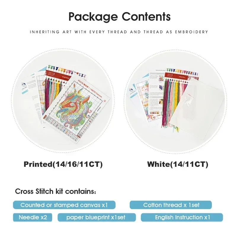 Cross Stitch Embroidery Kit Cluster of Flowers DIY Floral Patterns