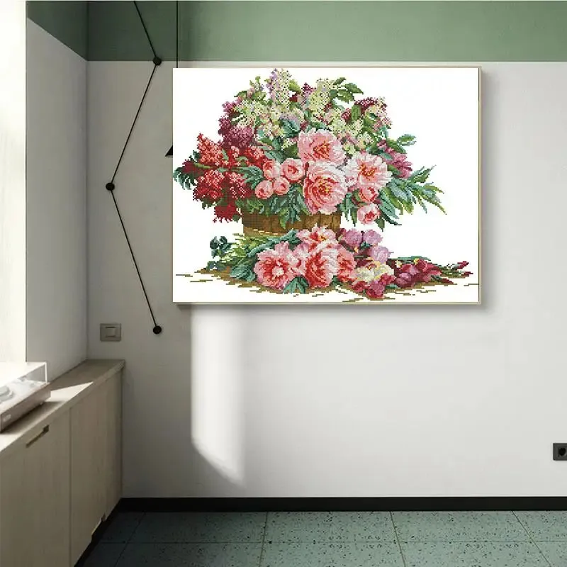 Cross Stitch Embroidery Kit Cluster of Flowers DIY Floral Patterns