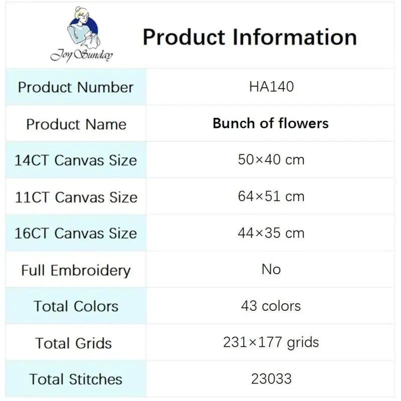 Cross Stitch Embroidery Kit Cluster of Flowers DIY Floral Patterns