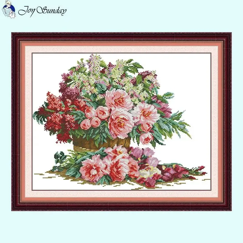 Cross Stitch Embroidery Kit Cluster of Flowers DIY Floral Patterns
