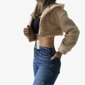Daily Practice by Anthropologie Faux Shearling Crop Zip-Up Jacket