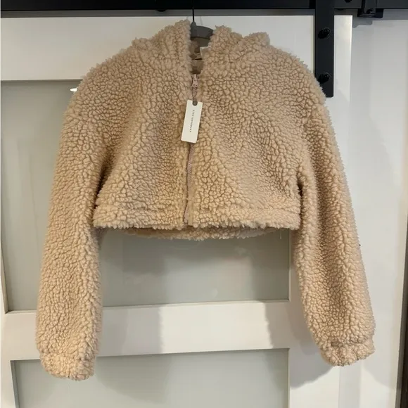 Daily Practice by Anthropologie Faux Shearling Crop Zip-Up Jacket