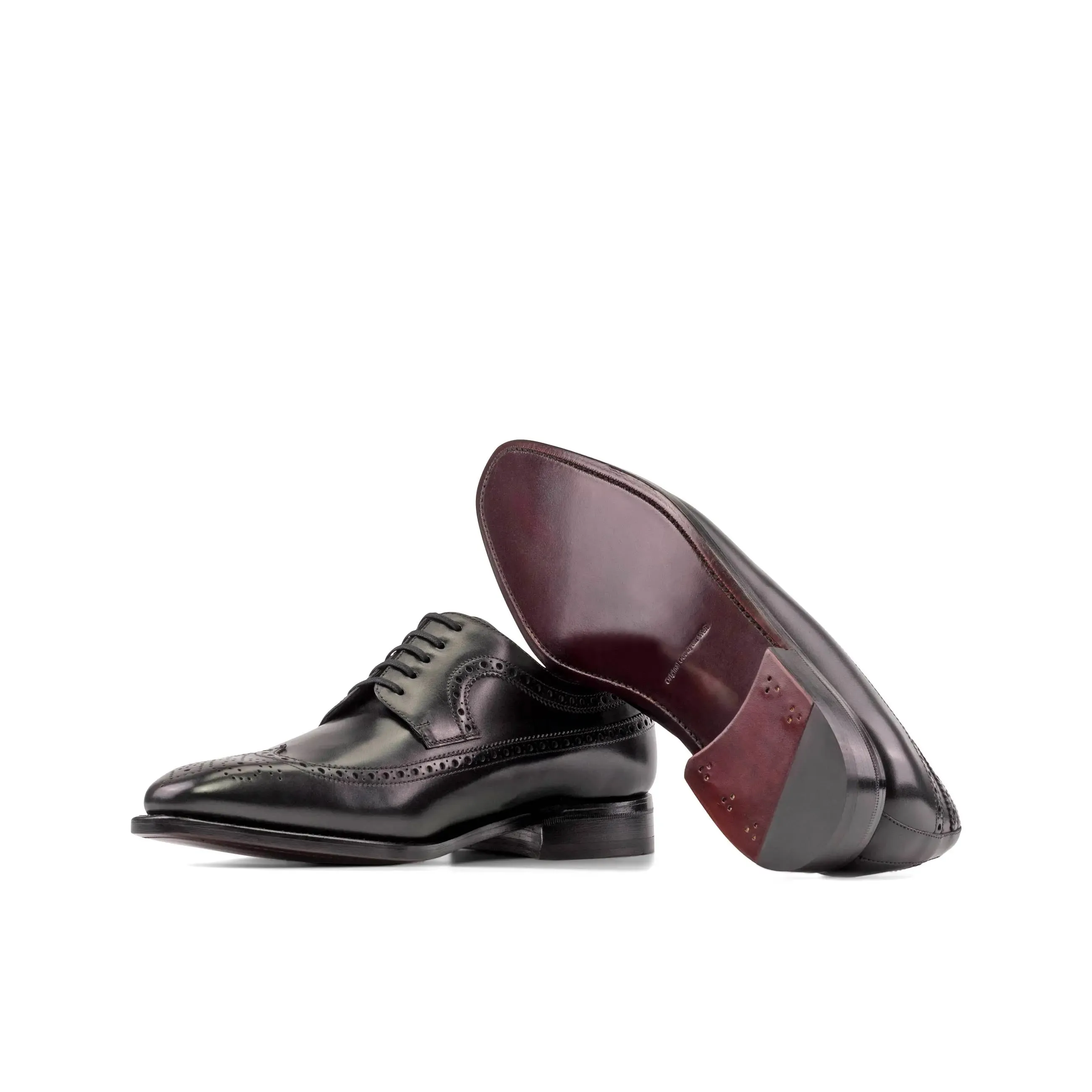 DapperFam Zephyr in Black Men's Italian Leather Longwing Blucher