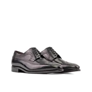 DapperFam Zephyr in Black Men's Italian Leather Longwing Blucher