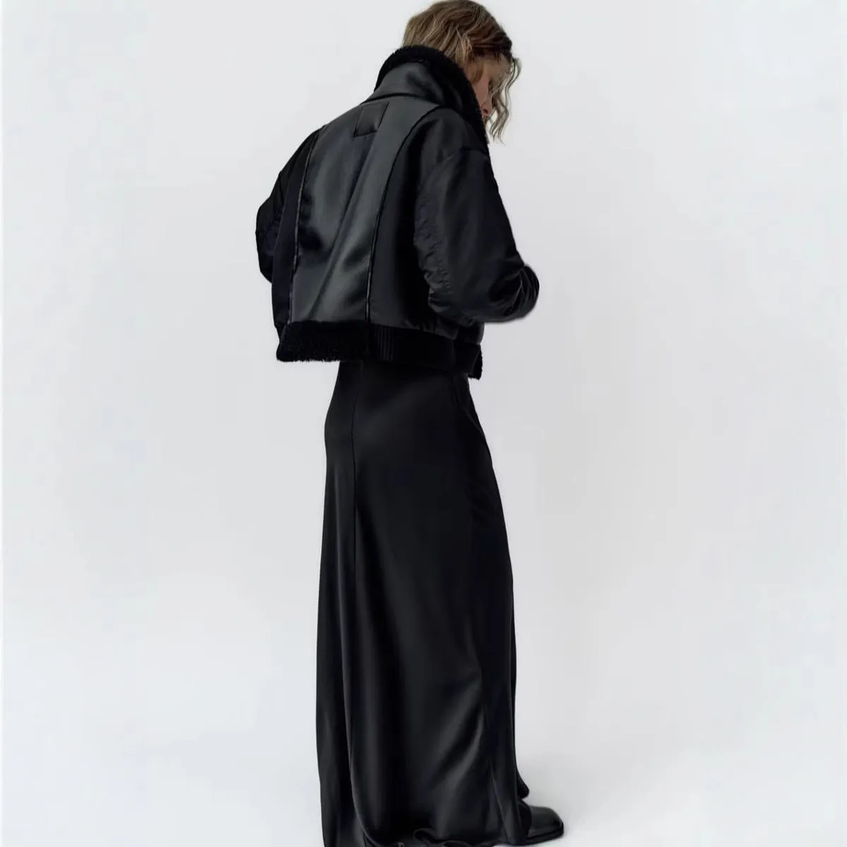 DEDE - Shearling Lined Vegan Bomber Jacket