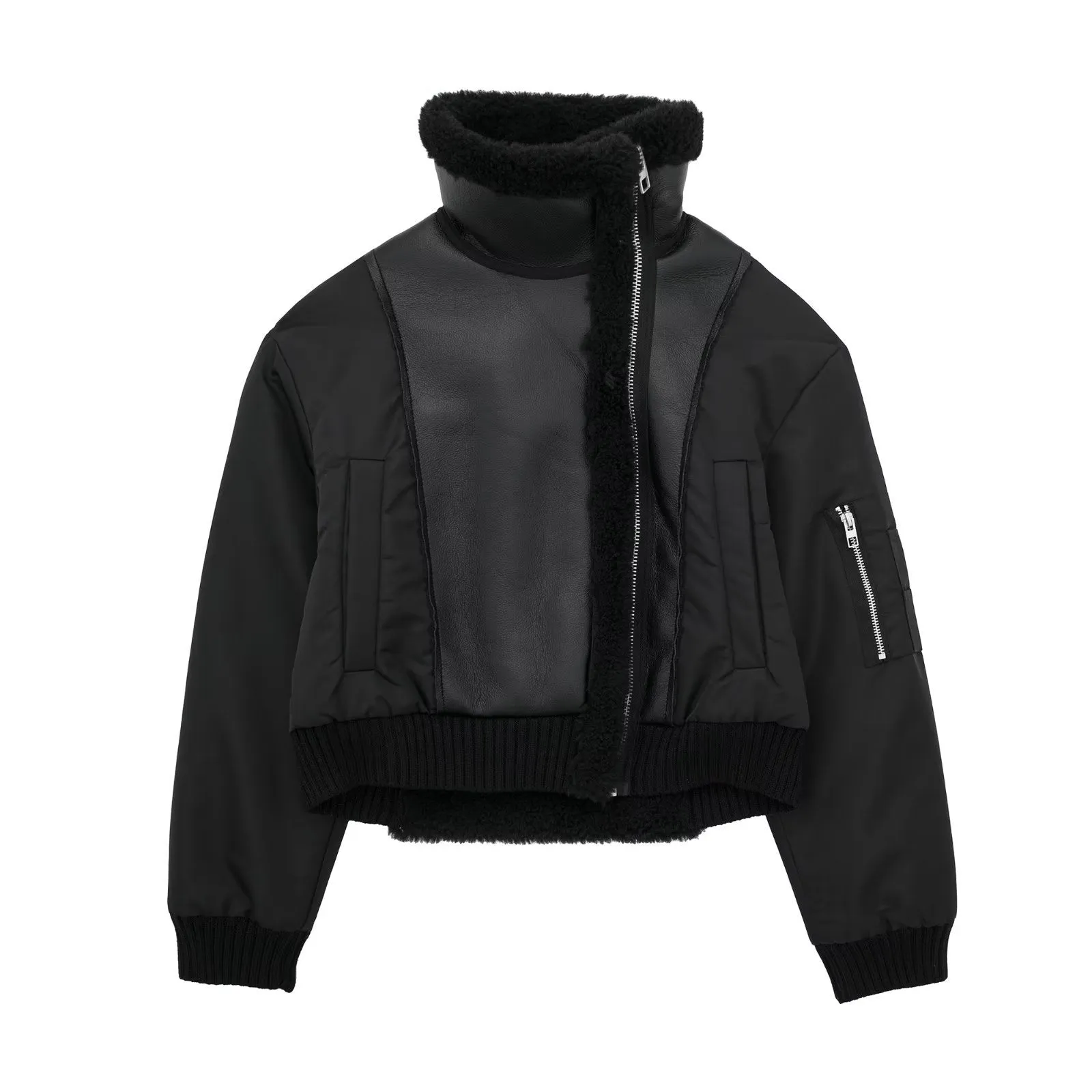 DEDE - Shearling Lined Vegan Bomber Jacket