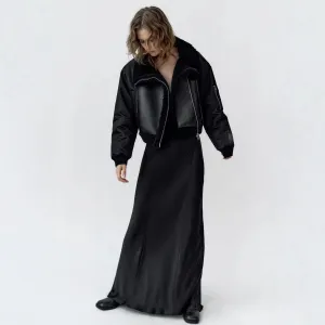 DEDE - Shearling Lined Vegan Bomber Jacket