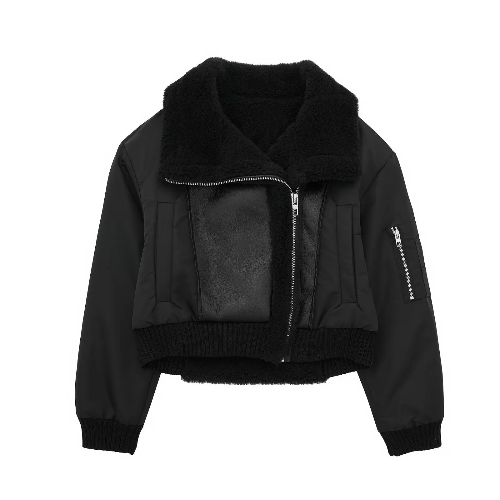 DEDE - Shearling Lined Vegan Bomber Jacket