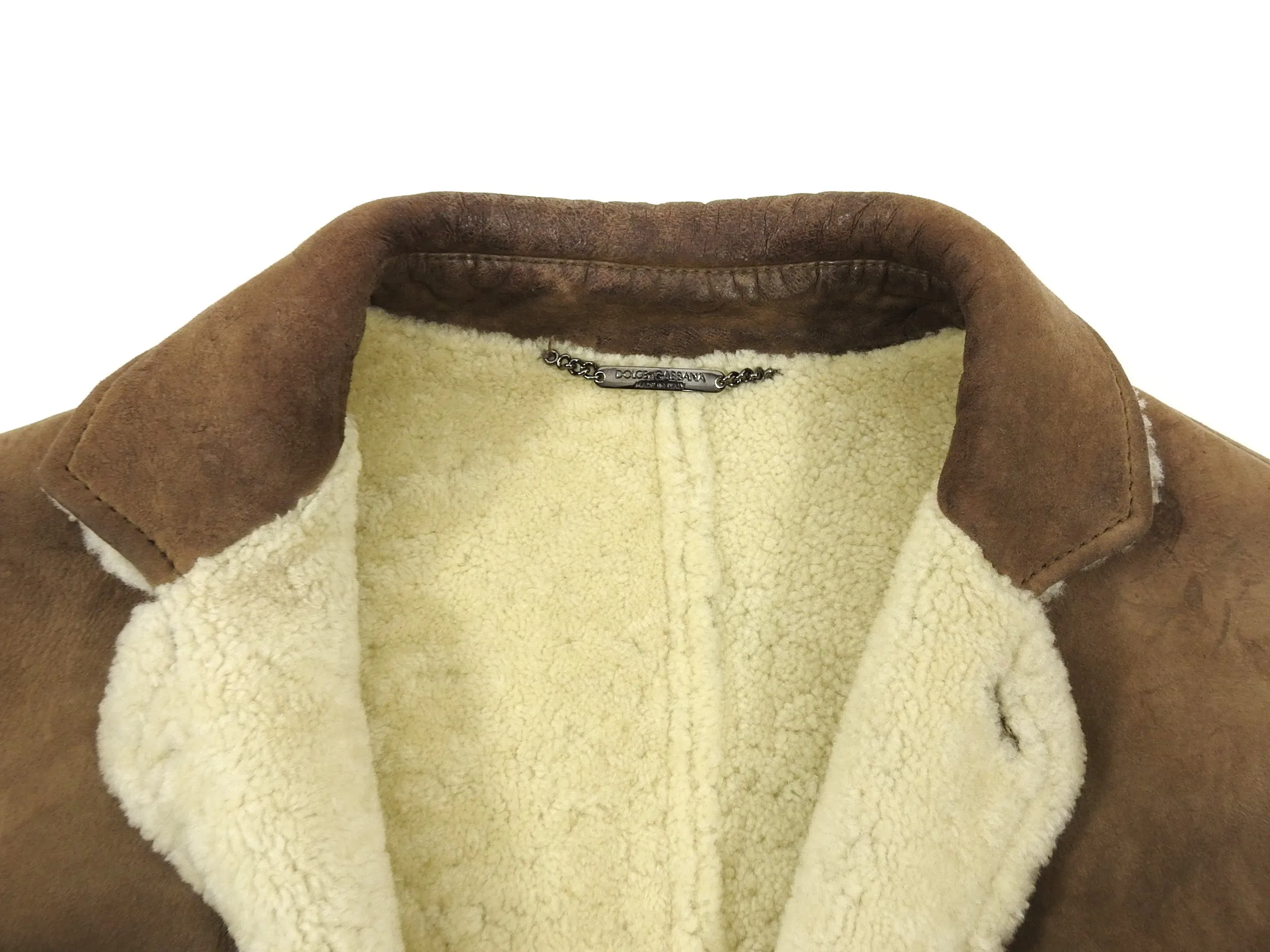 Dolce & Gabbana Long Brown Shearling Coat - XL